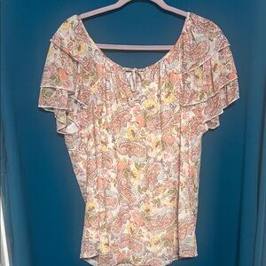 Joie Pink and Cream Floral Blouse